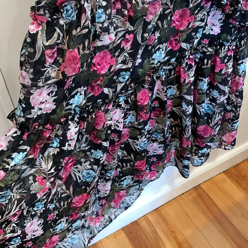 ACOA Black Floral Dress with Ruffles and Layers - Size XL - Picture 10 of 15